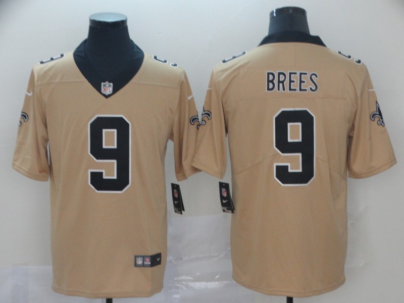 Men's New Orleans Saints Drew Brees #9 Gold Inverted Jersey